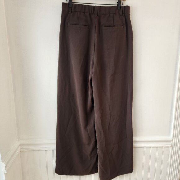 Gap 360 High Rise Trousers Chocolate Brown Wide Leg Career Women's 10 - Picture 3 of 9